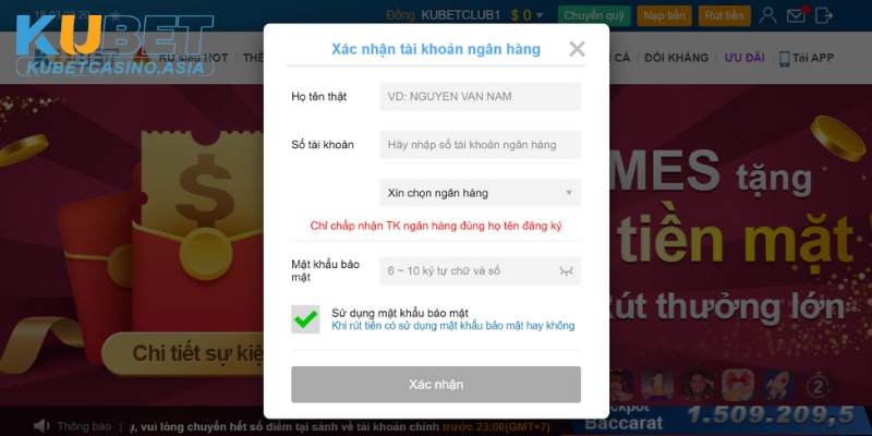 Tiến hành xác minh tài khoản ngân hàng tại KUBET Tiến hành xác minh tài khoản ngân hàng tại KUBET
